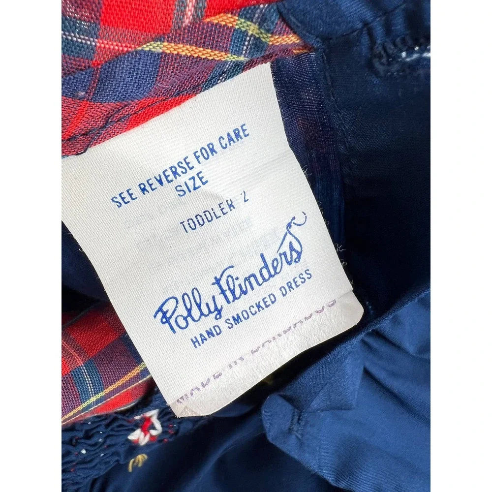 vintage Polly Flinders girls dress plaid‎ smocked